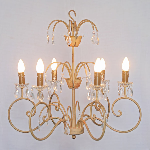 Curved Tulip Arm Chandelier – 5-Light Floral French Classic