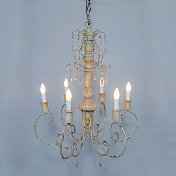 Grey Patina Scroll Chandelier 6-Light with Rustic Finish