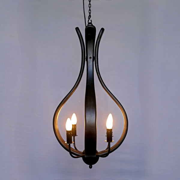Black Iron Teardrop Chandelier 4-Light Minimalist Rustic