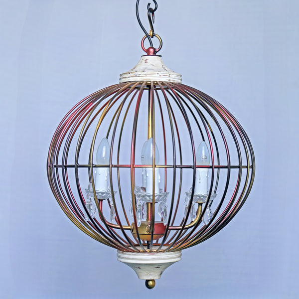 Vintage Brass Birdcage Globe Chandelier – 4 Light