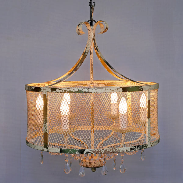Vintage Cage Mesh Chandelier 6-Light Rustic Industrial