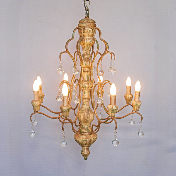 Antique Gold Crystal Drop Chandelier – 8-Light
