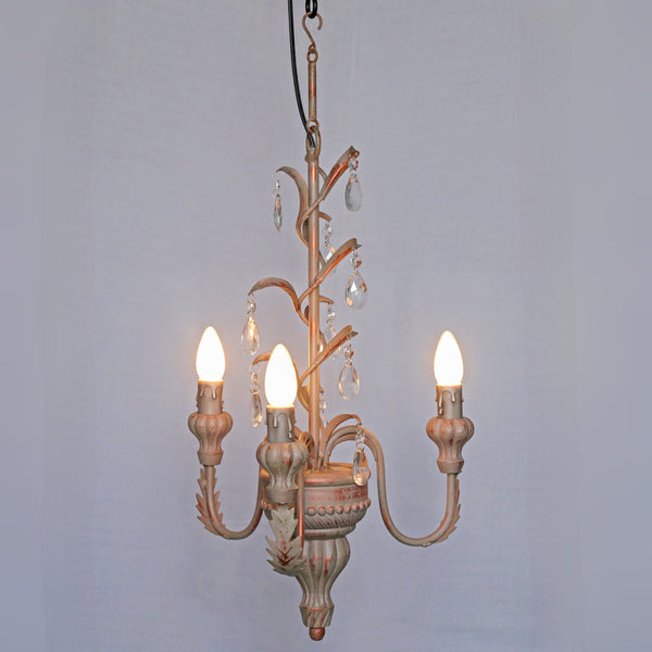 Petite Vine Leaf Chandelier – 3-Light with Handpainted Accents