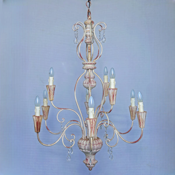 Grand Antique Cream Chandelier – 9-Light Handcrafted Luxury