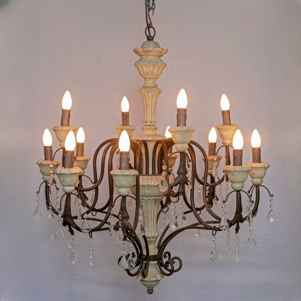 Grand Baroque Chandelier – Dual-Tone 12-Light Crystal Drop