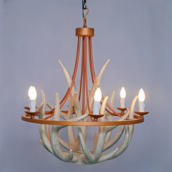 Rustic Faux Antler Chandelier – Cabin Style 6-Light