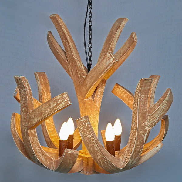 Faux Antler Globe Chandelier – 4-Light Rustic Lodge Style