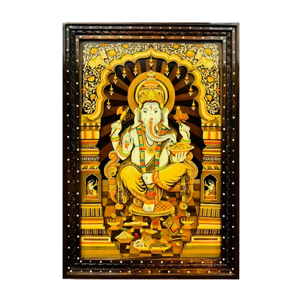 Lord Ganesh Ji Rosewood Inlay Painting