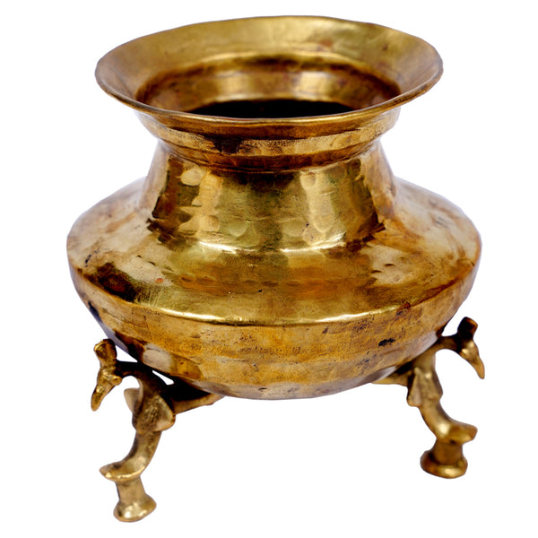 Vintage Brass Water Pot (Mataka) On Legs (Small)