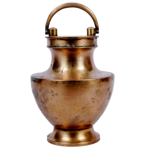 Vintage Handmade Brass Kamandal Ganga Jal Pot For Prayer