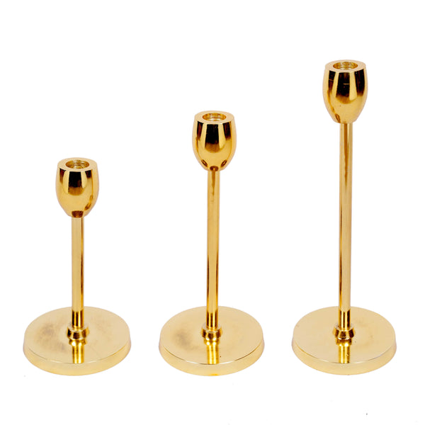 Yashvi Gold Finish Candle Stand - Set of 3