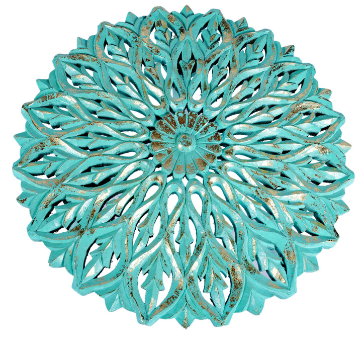 Distressed Turquoise Mango Wood  Side Table