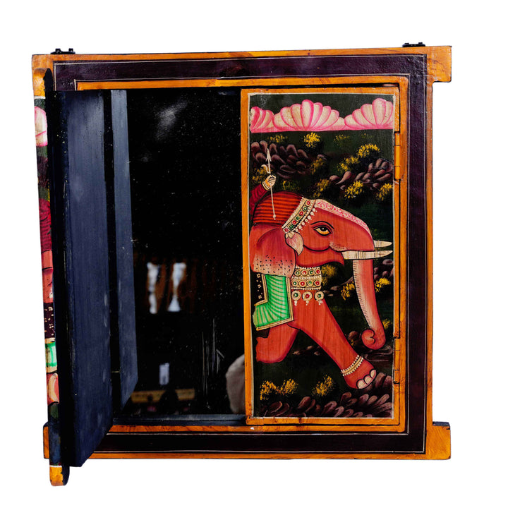 Hand Painted Wooden Wooden -  Royal Indian King Hunting On A Elephant