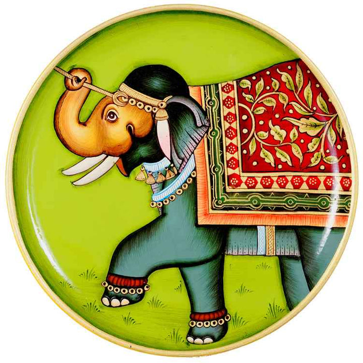 Handpainted Pichwai Wall Plate - Elephant 2