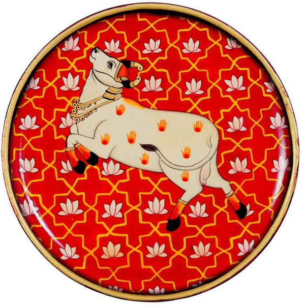 Handpainted Pichwai Wall Plate - Nandi