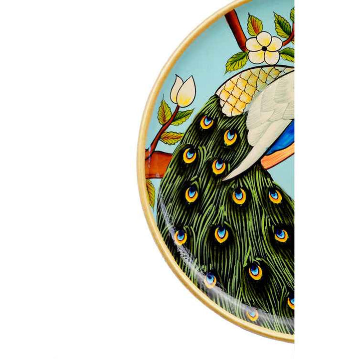 Handpainted Pichwai Wall Plate - Peacock