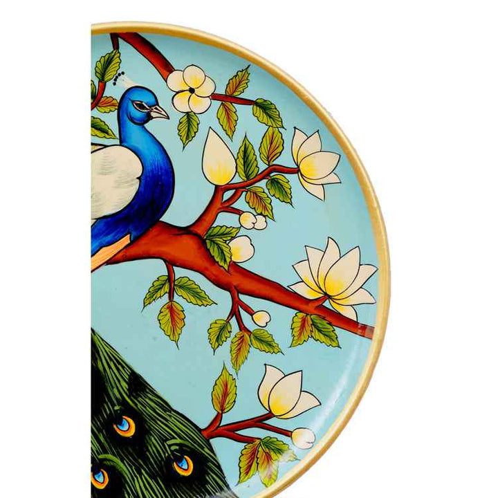 Handpainted Pichwai Wall Plate - Peacock