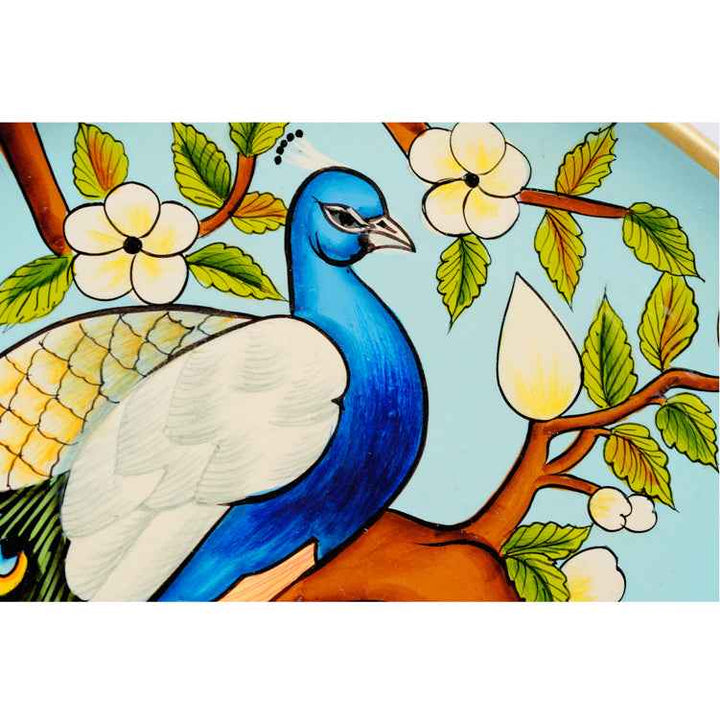 Handpainted Pichwai Wall Plate - Peacock