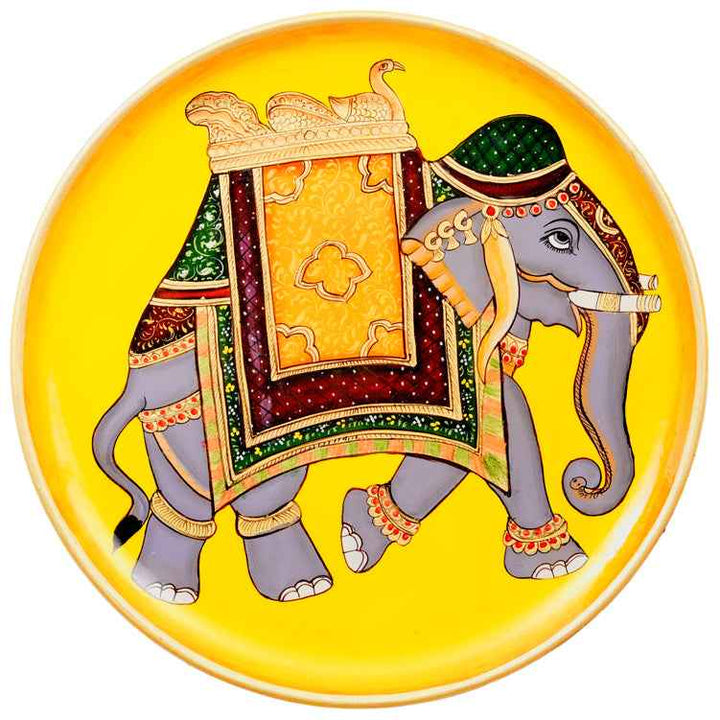 Handpainted Pichwai Wall Plate - Elephant 1