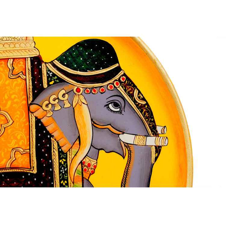 Handpainted Pichwai Wall Plate - Elephant 1