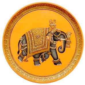 Handpainted Elephant Tanjore Pichwai Wall Plate