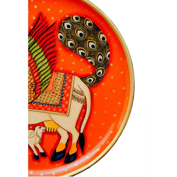 Handpainted Pichwai Wall Plate - Kamdhenu