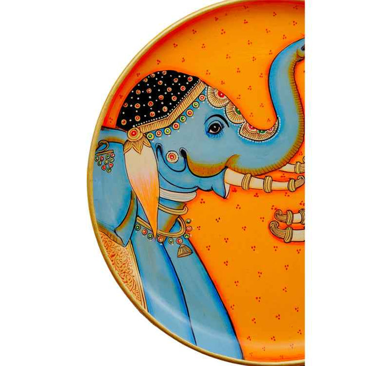 Handpainted Pichwai Wall Plate - Elephants