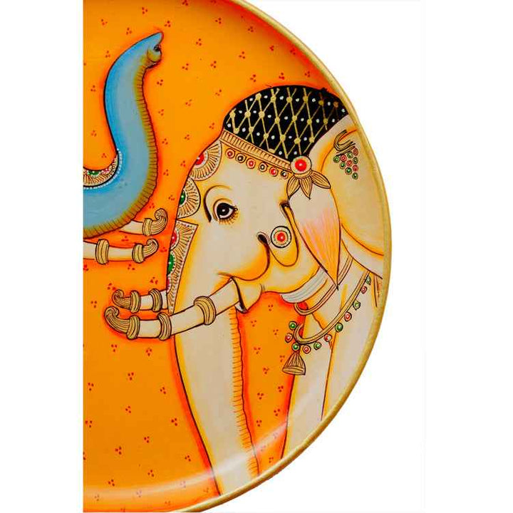 Handpainted Pichwai Wall Plate - Elephants