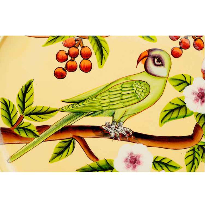 Handpainted Pichwai Wall Plate - Parrot