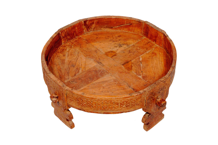 Sana Chakki Table In Teak Wood - Assorted
