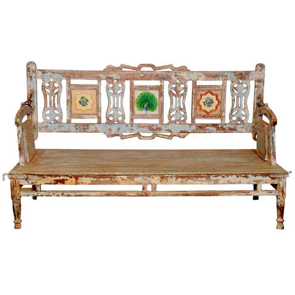 Tiya Teak Wood Tile Bench