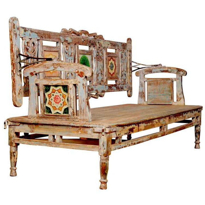 Tiya Teak Wood Tile Bench