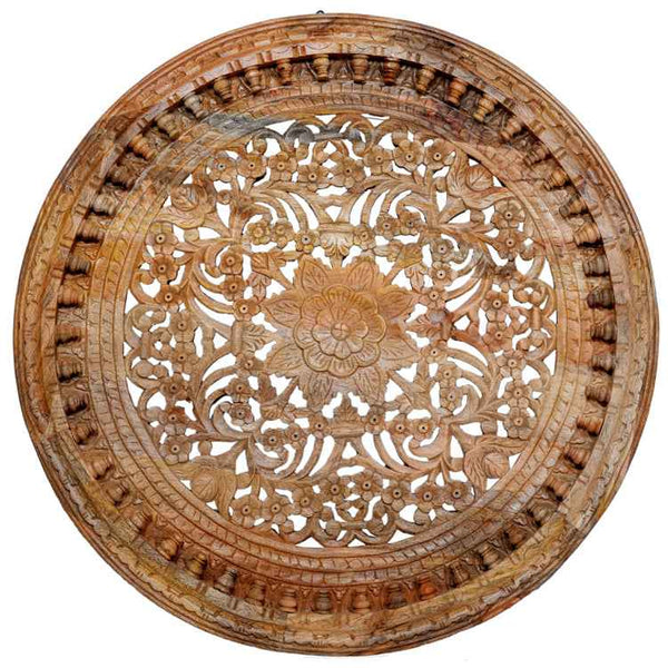 Carved Wooden Panel - Natural Finish