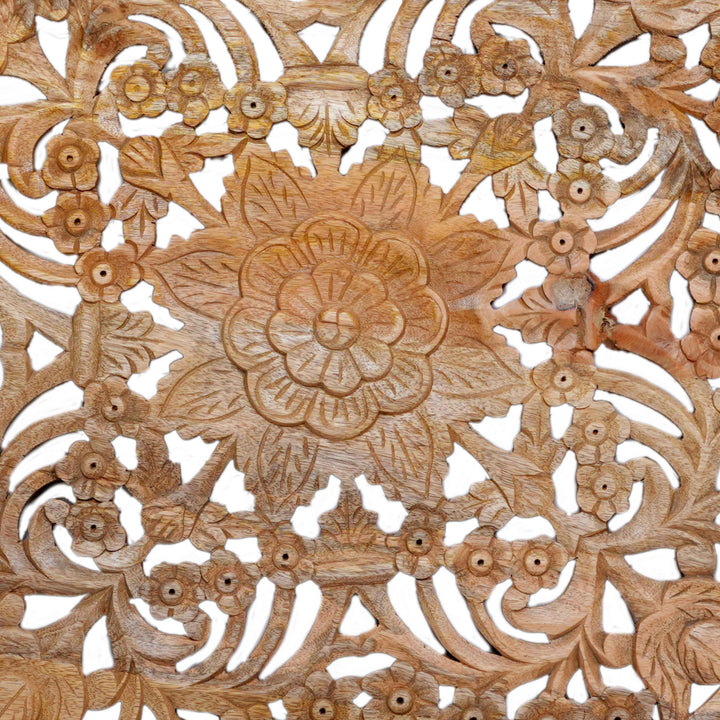 Carved Wooden Panel - Natural Finish