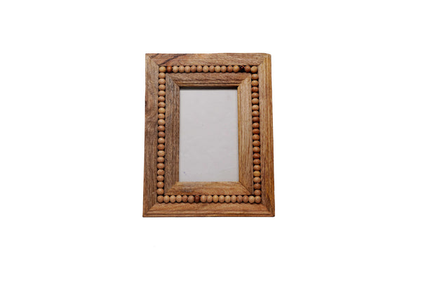 Mango Wood Carved Photo Frame - Natural Finish