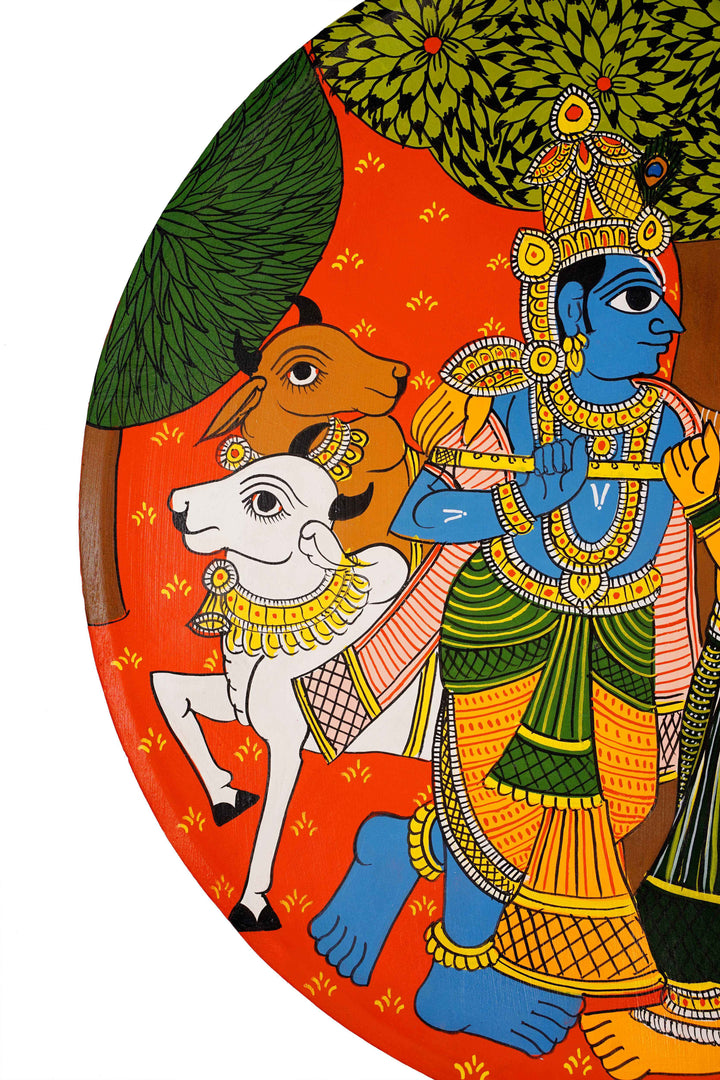 Radha Krishna - Cheriyal Painting on a 20 inch plate