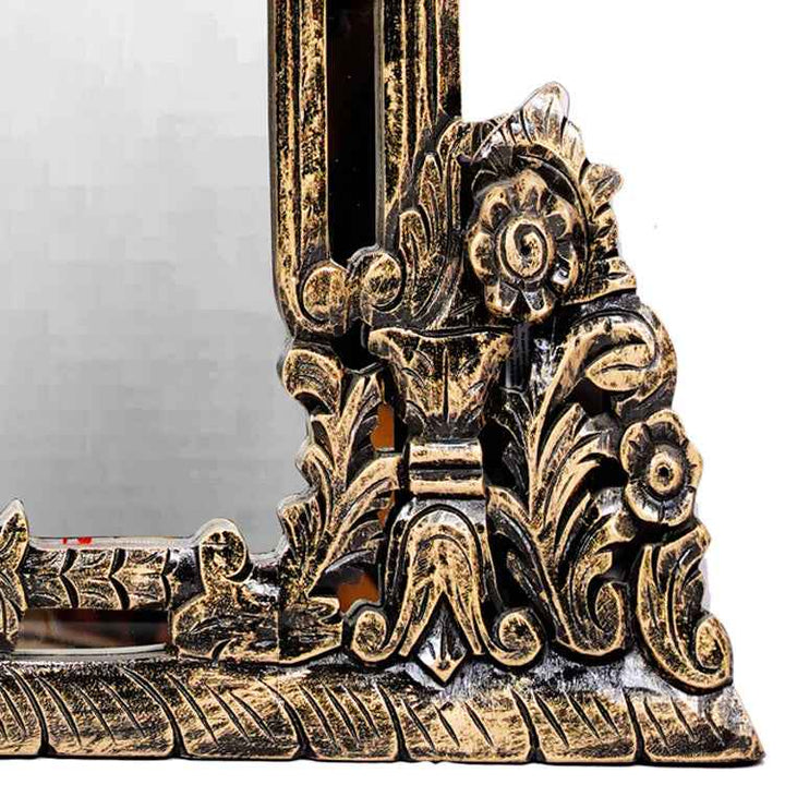 Kriti Royal Wooden Carved Mirror In Antique Finish