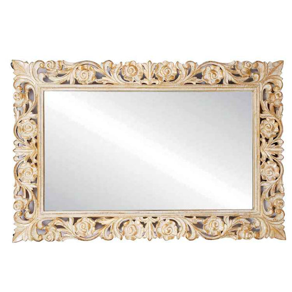 Shanti White Distressed Wooden Rectangle Mirror Frame