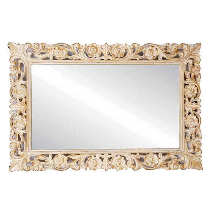 Shanti White Distressed Wooden Rectangle Mirror Frame