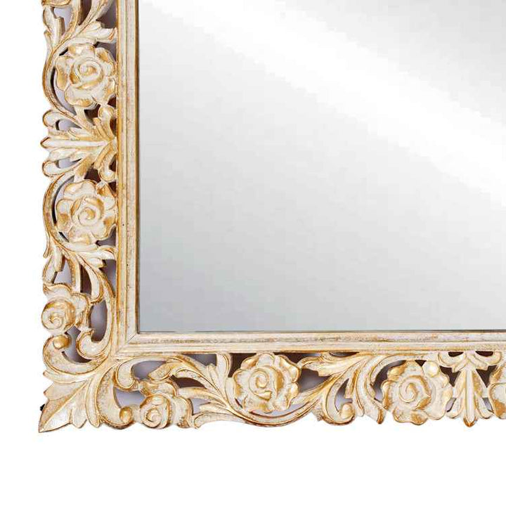 Shanti White Distressed Wooden Rectangle Mirror Frame