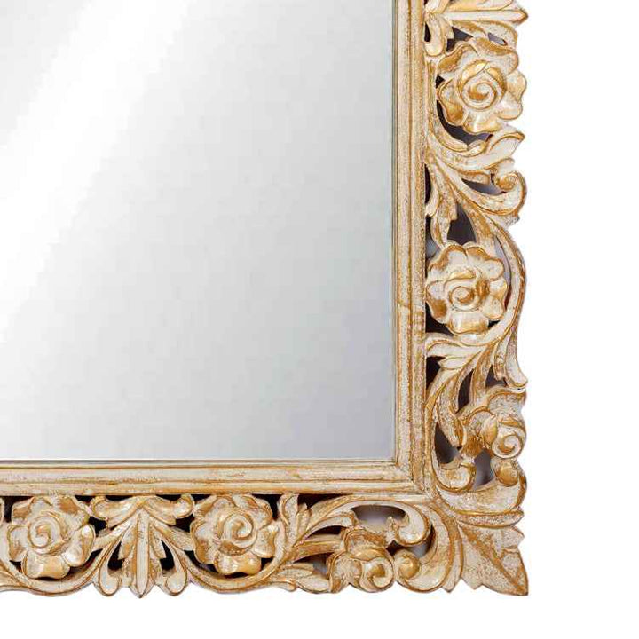 Shanti White Distressed Wooden Rectangle Mirror Frame