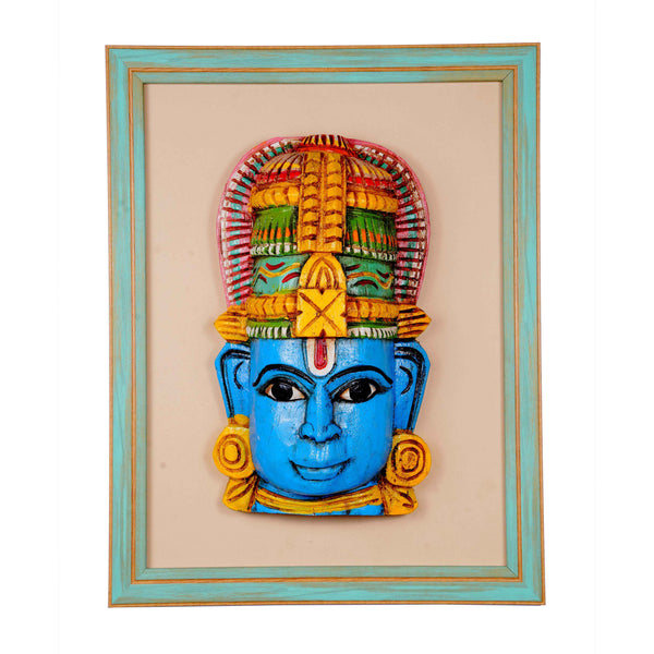 Vishnu Head On A Wooden Base