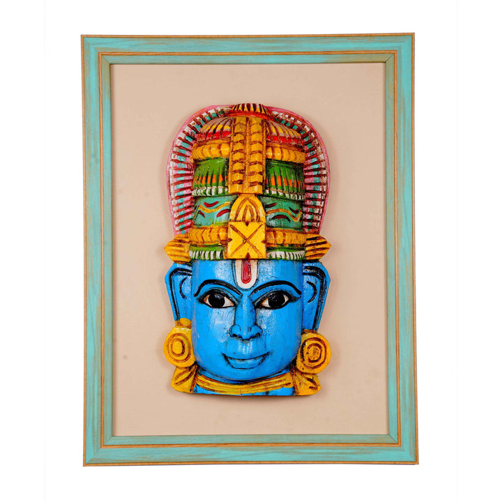 Vishnu Head On A Wooden Base